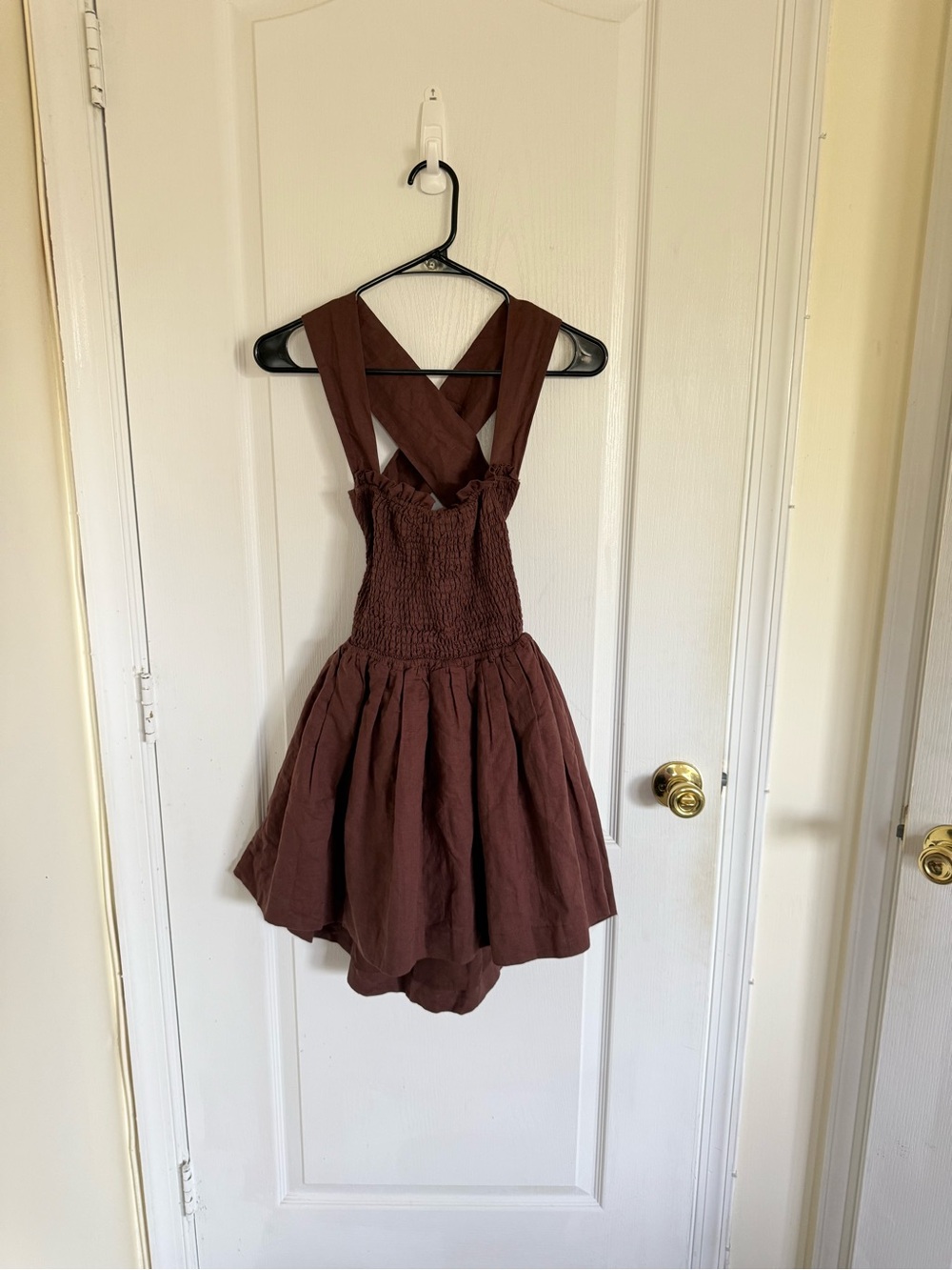 Peppermayo European Towns Linen Brown Mini Dress - Picture 2 of 6